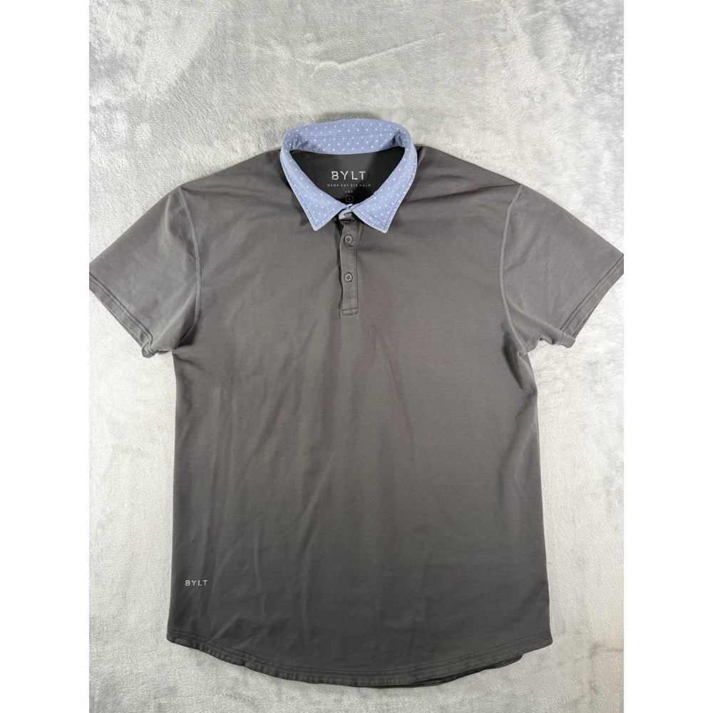 Bylt Shirt Men's Large Grey Drop Cut Short Sleeve Performance Polo